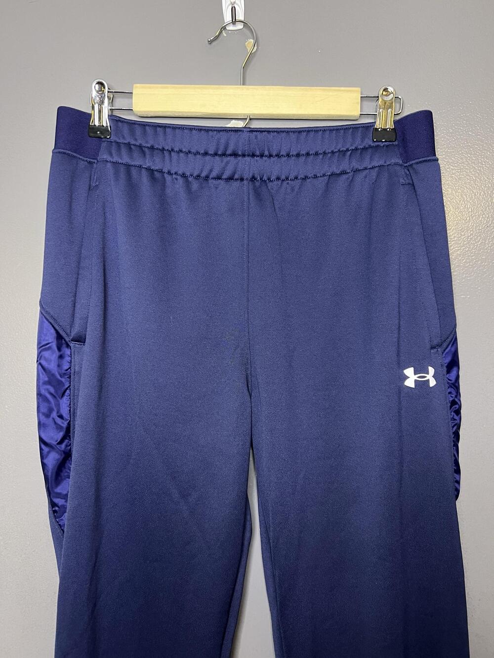 Under Armour Pants Mens MT Blue Knit Track Zip Ankle Tall Athletic Tapered Leg